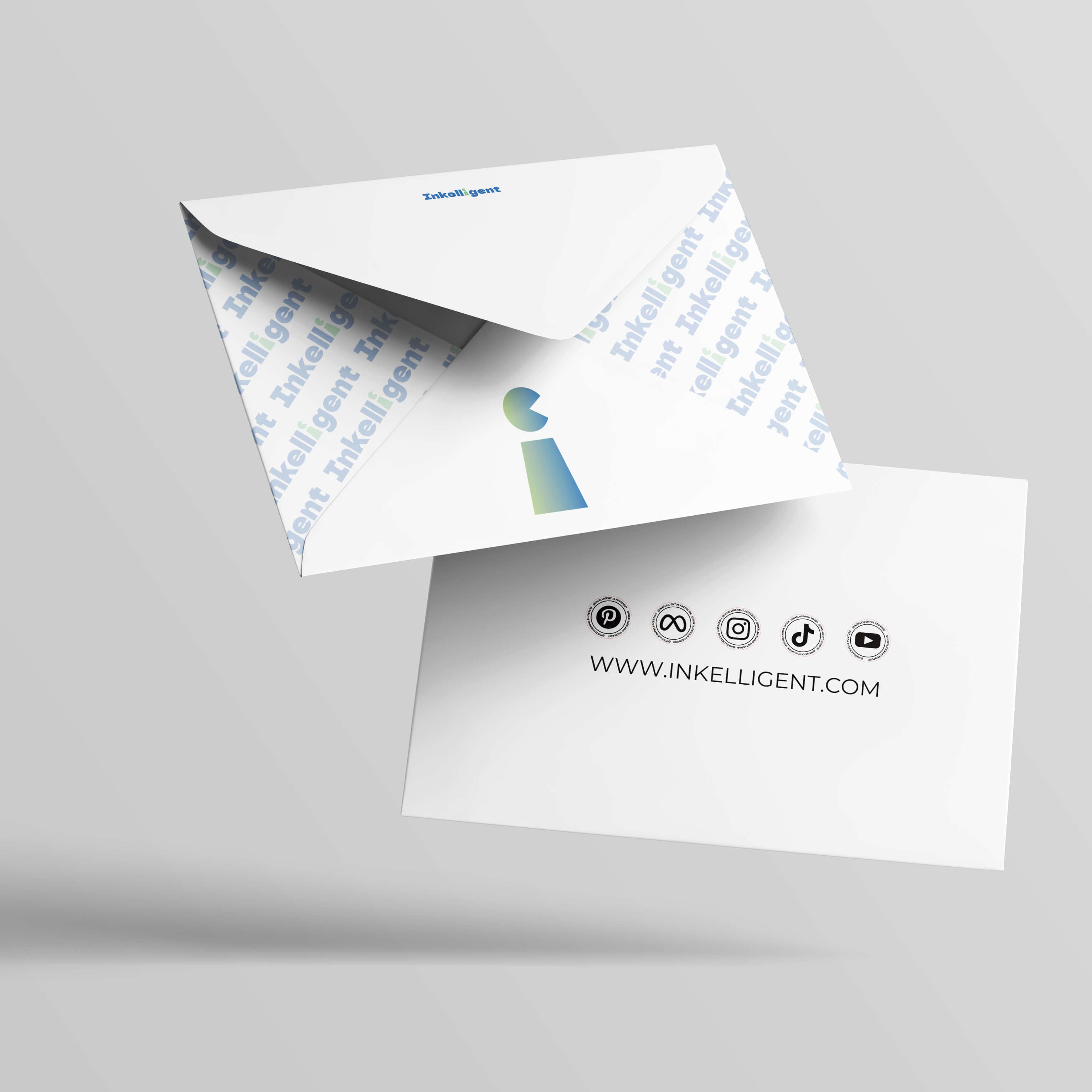A branded envelope and card with the 