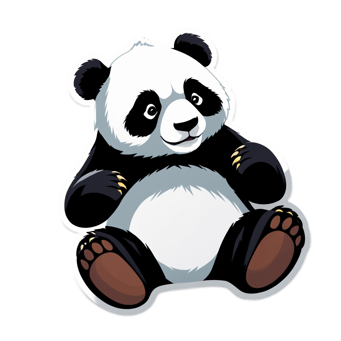 Illustration of a cute sitting panda with a die-cut sticker outline.